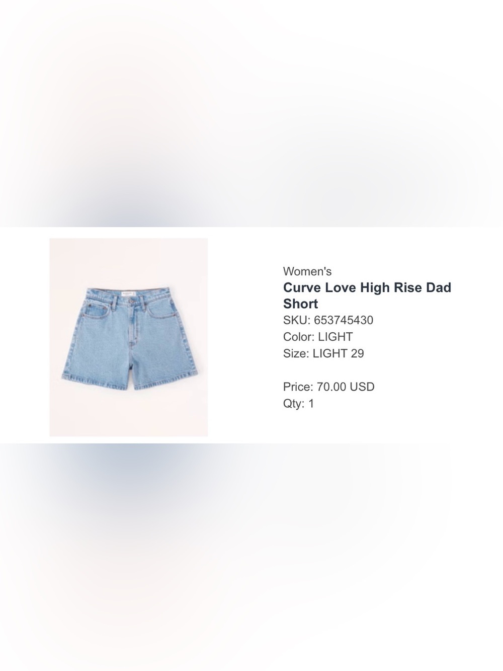 Abercrombie Curve Love High Rise Dad Short (Light Denim) Size 29/8 - Picture 4 of 4